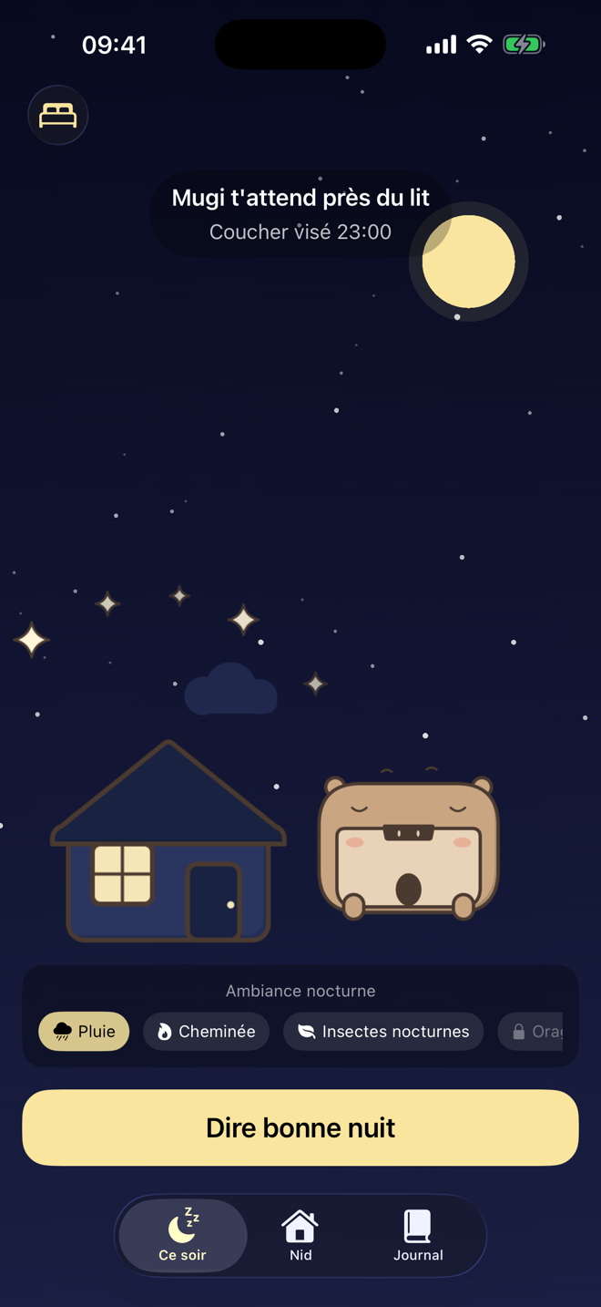 Ce soir — Mugi attend près du lit
