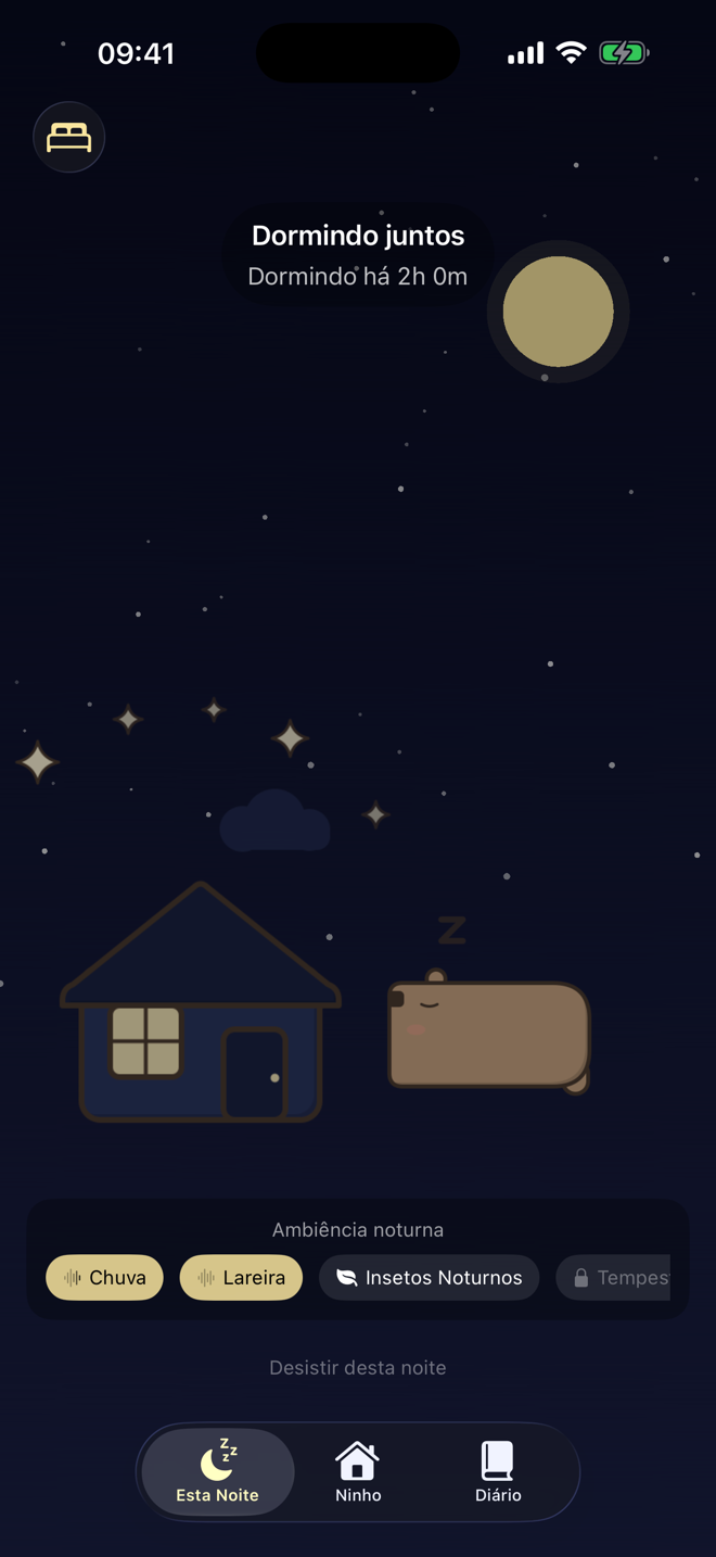 Dormindo juntos com ambiente sonoro noturno